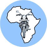 Oblivious logo of motorbike in an outline of Africa